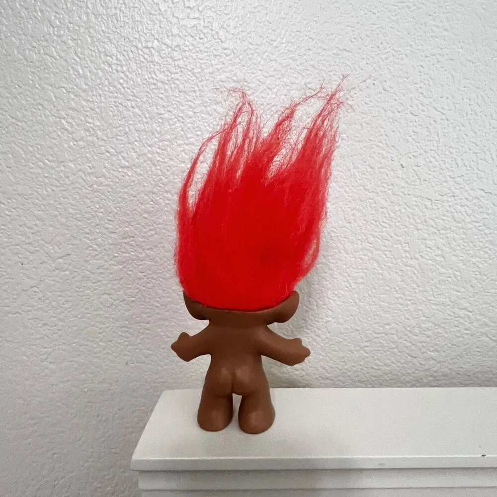 Vintage Ace Novelty Treasure Troll Doll Orange Hair Circle Wishstone 7